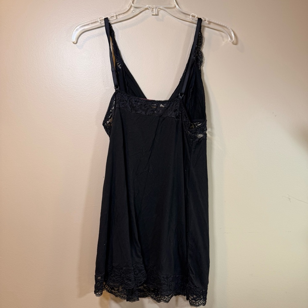 Avidlove Black Lace Trim Chemise Nightgown Adjustable Straps Size Large - Picture 2 of 5
